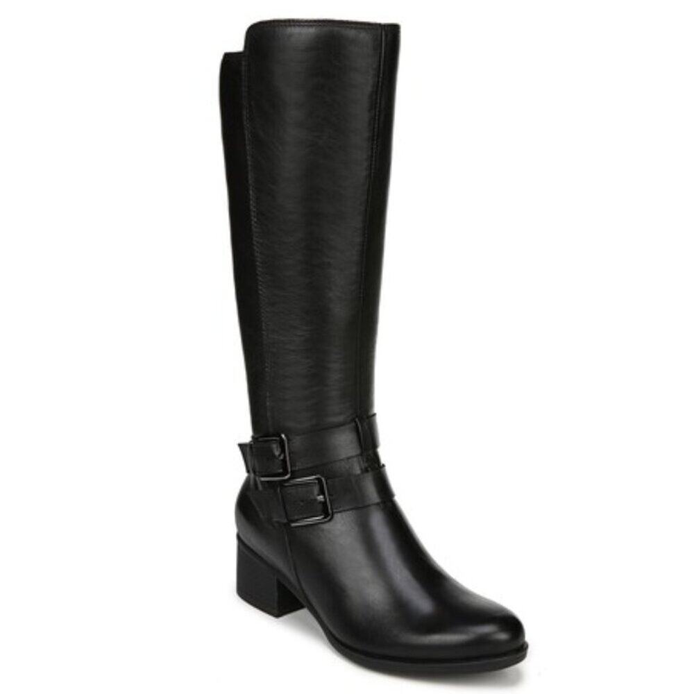 NEW Naturalizer Dale Leather Boots Riding Equestrian Wide Calf Black 7.5
